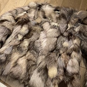 Alice and Olivia Cayle cropped coat in natural fox fur